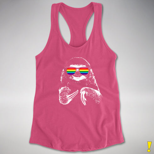 Gilbert Baker LGBTQ Pride Sloth Rainbow Flag Sunglasses Women's - Hot Pink